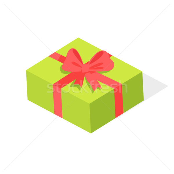 Green Gift Box with Red Bow Isolated Illustration Stock photo © robuart