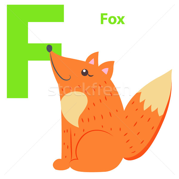 Nuovo neonati alfabeto lettera f Fox design Foto d'archivio © robuart