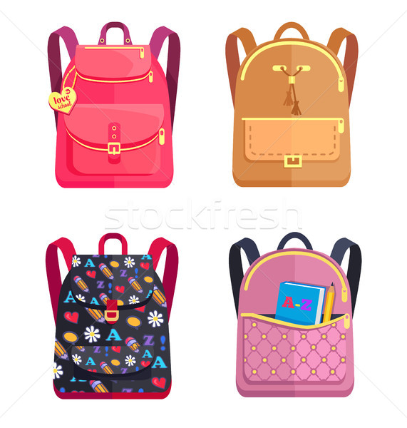 Set of Colorful Rucksacks for Girls or Boys Vector Stock photo © robuart