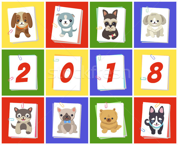 New Year 2018 Symbol Dog Vector Illustration Stock photo © robuart