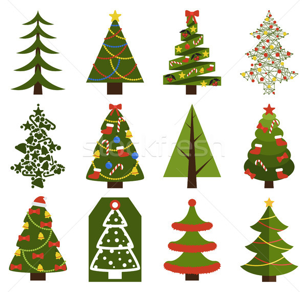 Grande establecer árbol de navidad símbolos decoración decorativo Foto stock © robuart