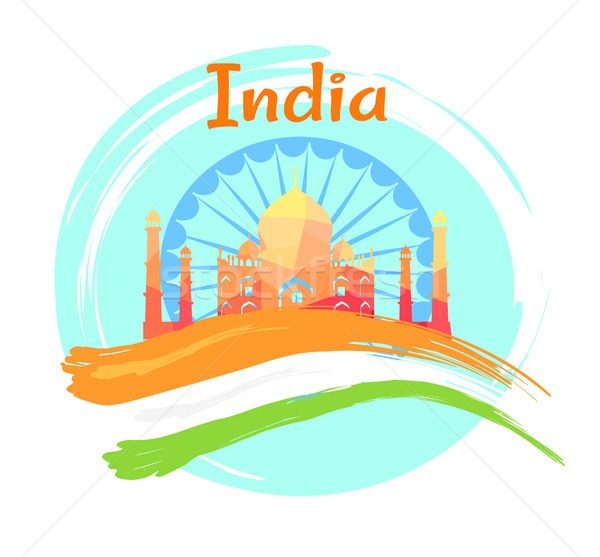 Gün Hindistan poster Tac Mahal ağustos bayrak Stok fotoğraf © robuart