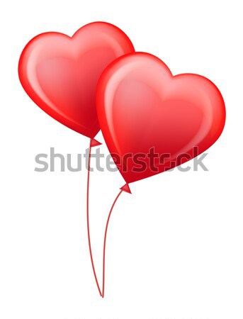 [[stock_photo]]: Rouge · hélium · ballons · forme · coeurs