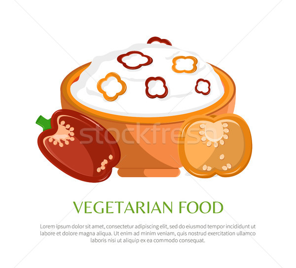 Vegetarian Food Vector Illustration, Color Banner Stock photo © robuart