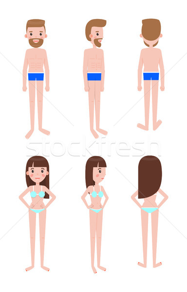 Guy in Swimming Trunks and Girl in Swimsuit Set Stock photo © robuart