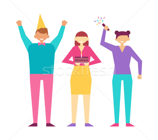 Happy People at Birthday Party Vector Isolated Stock photo © robuart