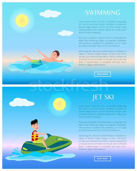 Zwemmen jetski zee zomer tijd cartoon Stockfoto © robuart