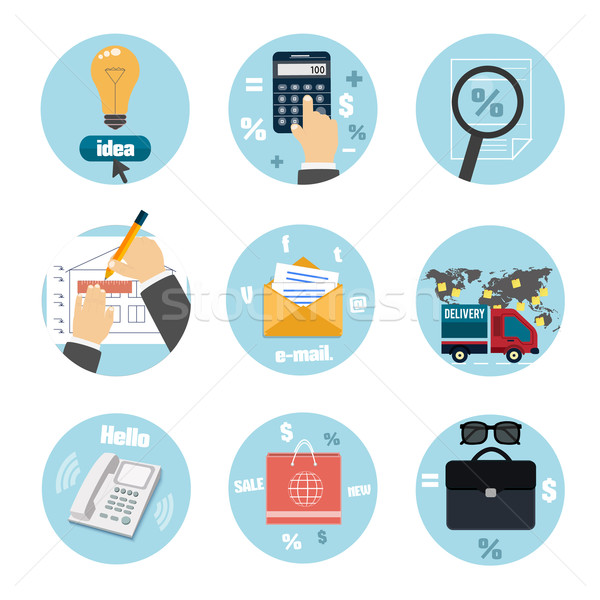 Business, office and marketing items icons. Stock photo © robuart