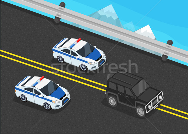 Police Motorcade Car Flat Design  Stock photo © robuart