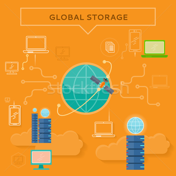 Global Storage Web Banner in Flat Style Stock photo © robuart