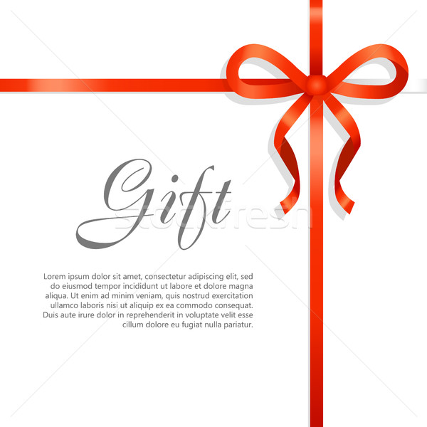 Stock photo: Gift Red Wide Ribbon. Bright Bow with Two Petals