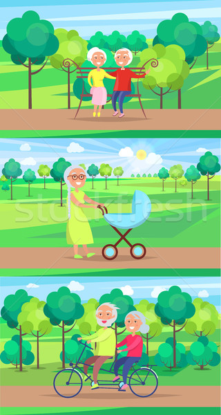 Volwassen mensen samen grootouders zitten lopen Stockfoto © robuart
