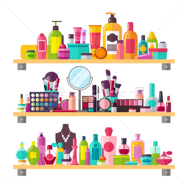 Make Up Things Icons Vector Illustration on White Stock photo © robuart
