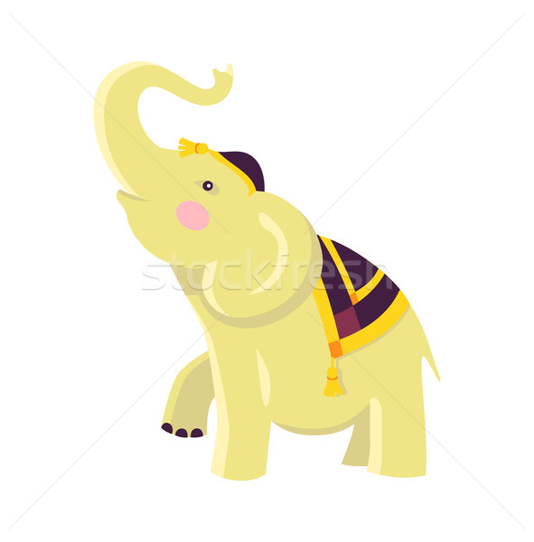 Indian Elephant in Hat and Cloak Raises Trunk Stock photo © robuart