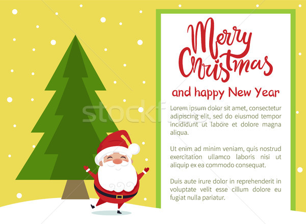 Merry Christmas Happy New Year Poster Santa Tree Stock photo © robuart