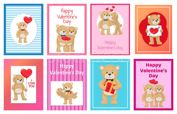 I Love You and Me Teddy Bears Vector Stock photo © robuart