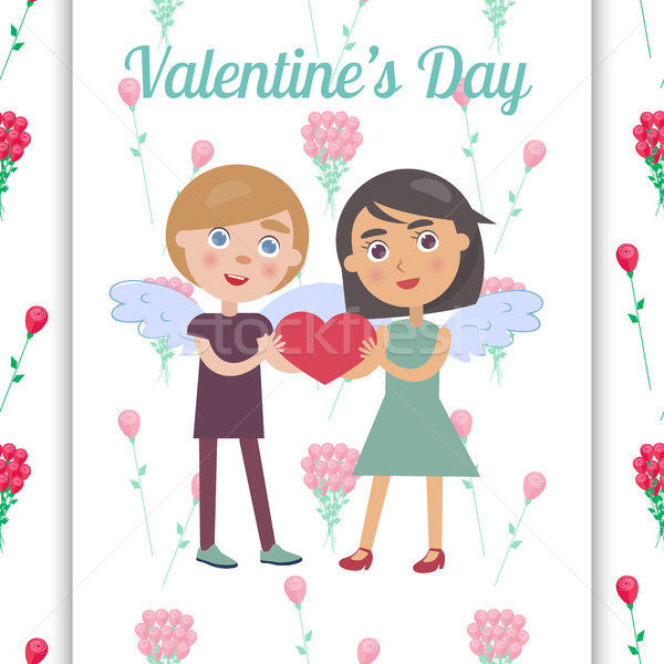 Valentine s Day Card with Pretty Couple in Love Stock photo © robuart