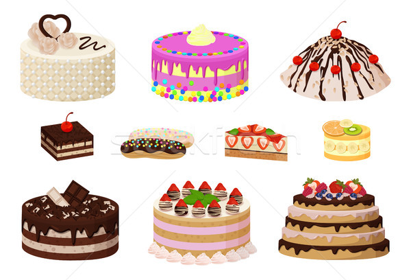 Süß Bäckerei Sammlung Plakat Kuchen Sahne Stock foto © robuart