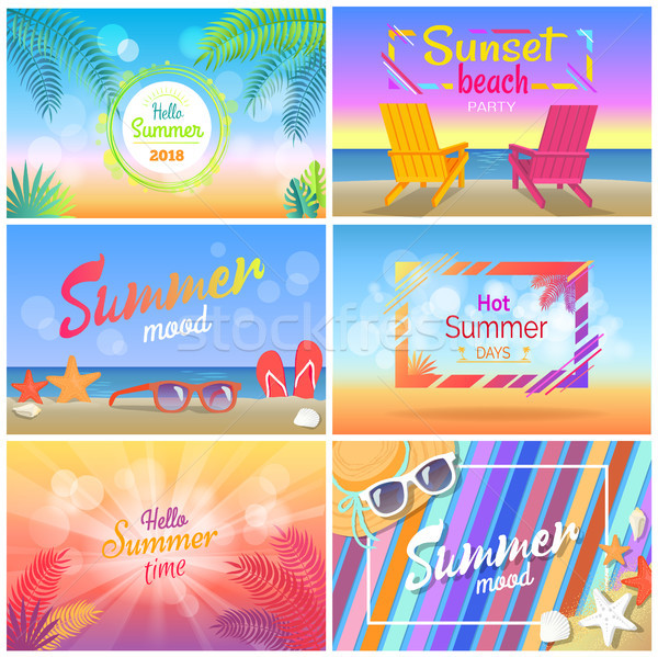 Hello Summer 2018, Sunset Beach Party, Summer Mood Stock photo © robuart