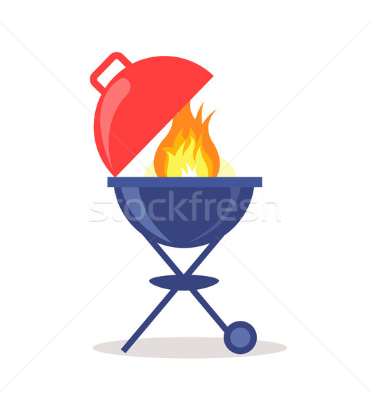 Brazier Grill Loaded with Fresh Charcoal Briquette Stock photo © robuart