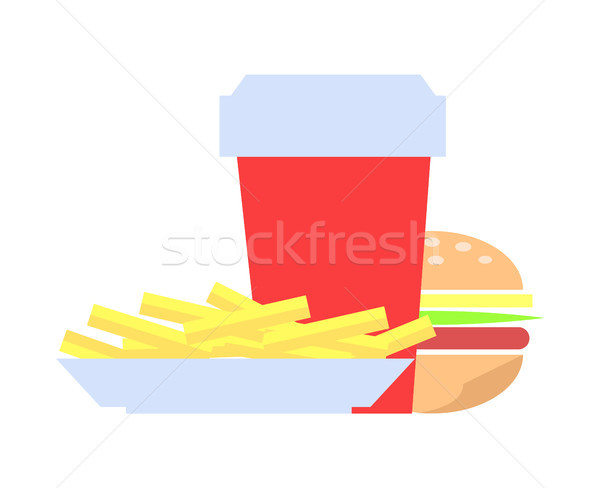 Burger and French Fries Set Vector Illustration Stock photo © robuart