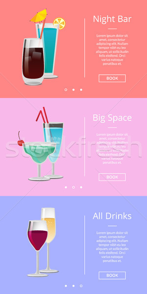 Night Bar Big Space All Drinks Banner Cocktails Stock photo © robuart