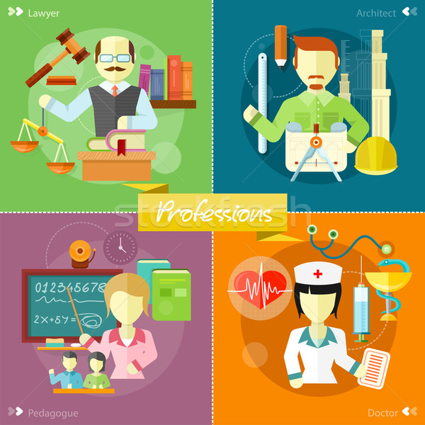 Stock photo: Architect, lawyer, doctor and pedagogue