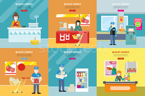 Set of Quality Service in Shop Vector Banners.  Stock photo © robuart
