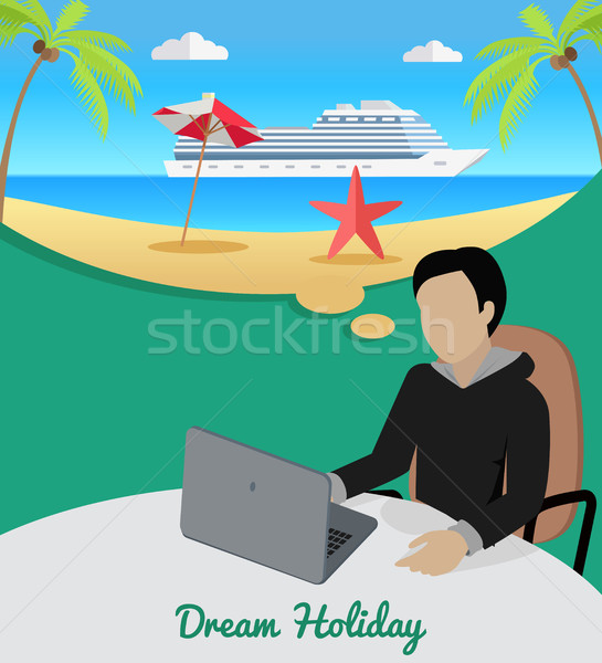 Man Sitting on Chair Dreaming About Good Rest. Stock photo © robuart