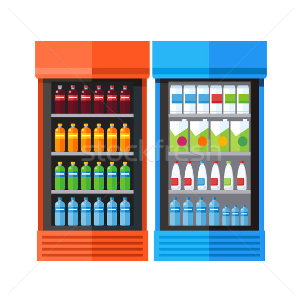 Two Showcases Refrigerators Drinks Stock photo © robuart