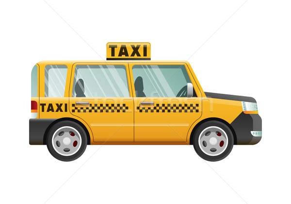 Stock photo: Big Yellow Taxicab. Checker on Roof of Automobile