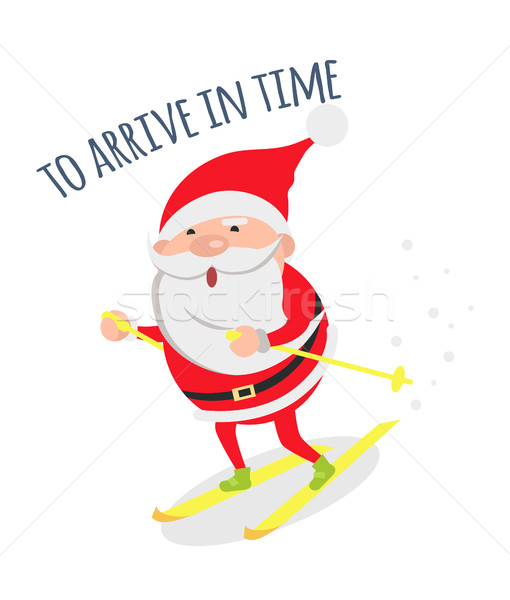 Santa Hurries to Congratulate People with Holidays Stock photo © robuart