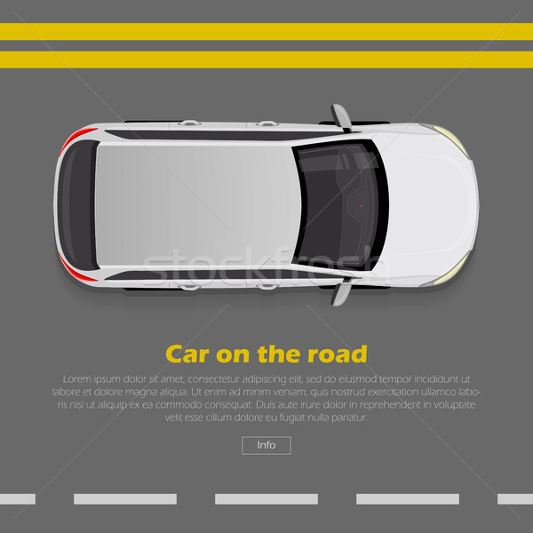 Car On Road Conceptual Flat Vector Web Banner Vector Illustration
