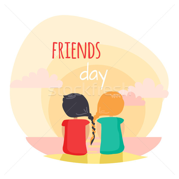 Przyjaźni zabawy niezawodny przyjaciela znajomych dzień Zdjęcia stock © robuart