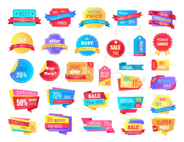 Collection of Sale Labels and Banners on White Stock photo © robuart
