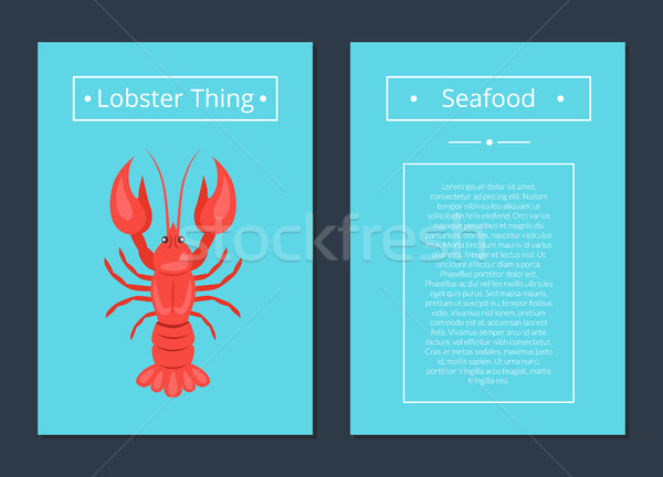 Lobster Thing Seafood Poster Red Crayfish Vector Stock photo © robuart
