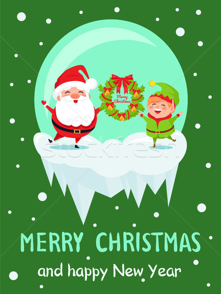 Alegre Navidad feliz año nuevo anunciante elfo Foto stock © robuart