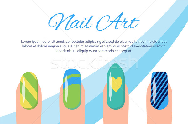 Set of Color Patterns on Nails Vector Illustration Stock photo © robuart