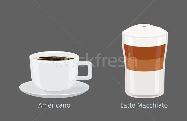 Café illustration tasses de café gris nom texte [[stock_photo]] © robuart