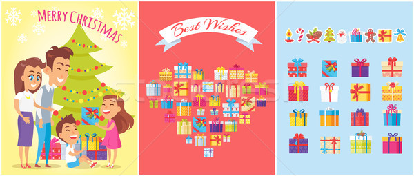 Merry Christmas, Family Gifts Vector Illustration Stock photo © robuart