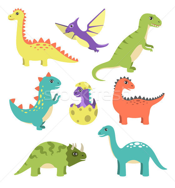 Creatures Types of Dinosaurs Vector Illustration Stock photo © robuart