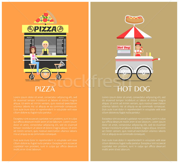 Pizza and Hot Dog Mobile Shops Vector Illustration Stock photo © robuart