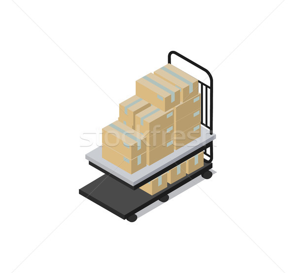 Cart Loaded with Boxes Factory Vector Illustration Stock photo © robuart
