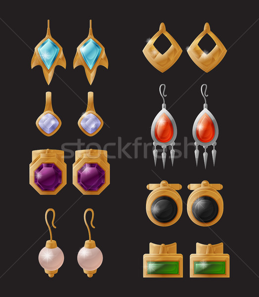Collection of Expensive Earrings Isolated Vector Stock photo © robuart