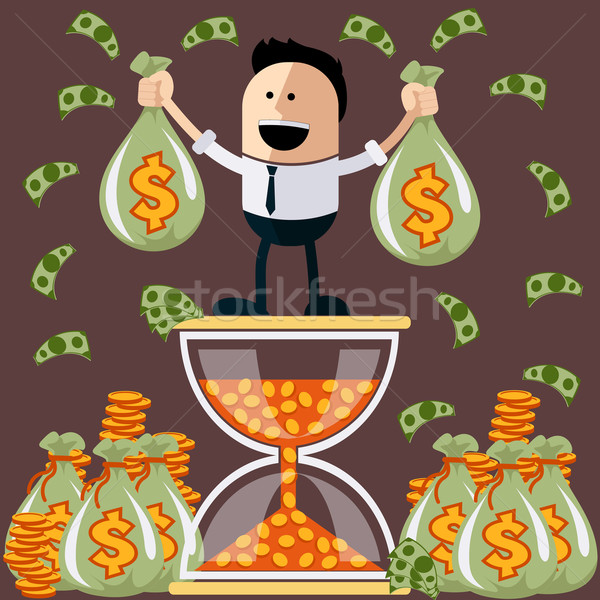 Businessman standing on the hourglass Stock photo © robuart