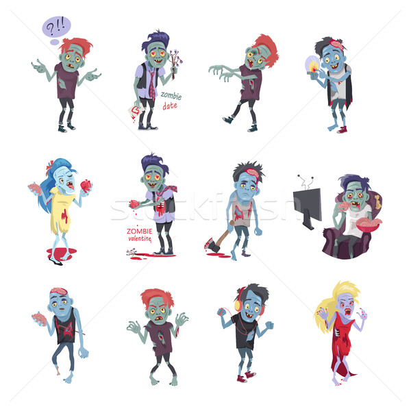 Zombie fantastisch Zeichen Set menschlichen Entsetzen Stock foto © robuart