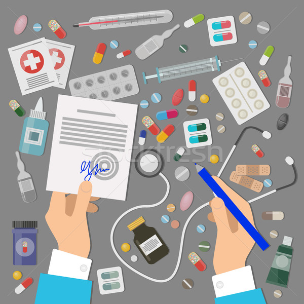 Pharmaceutics Banner Set. Medical Prescription. Stock photo © robuart