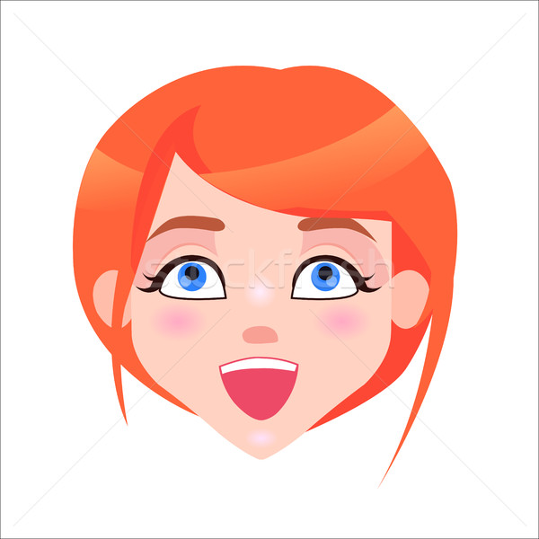 Redhead Woman Laughing Face Flat Vector Icon Stock photo © robuart