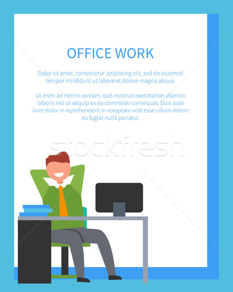 Pracy biurowej tekst biały próba napisany niebieski Zdjęcia stock © robuart