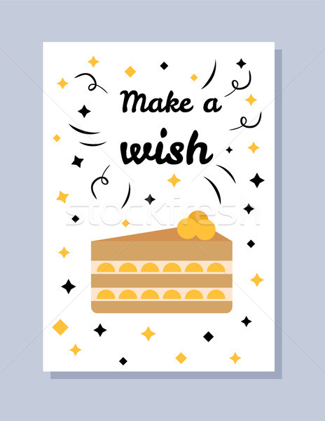 Make a Wish Postcard and Title Vector Illustration Stock photo © robuart